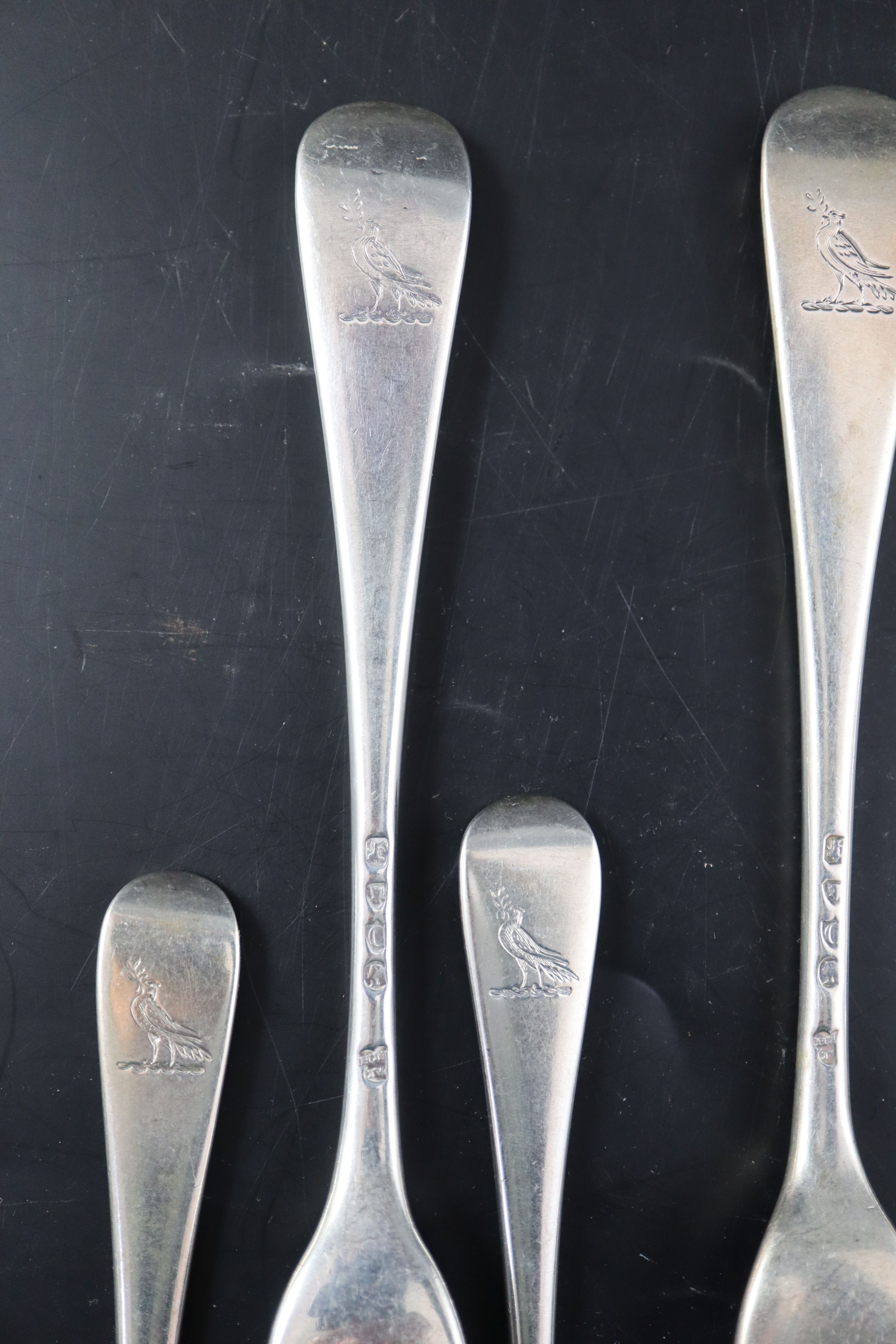 Eight Victorian silver Old English pattern table forks and eight matching entree forks